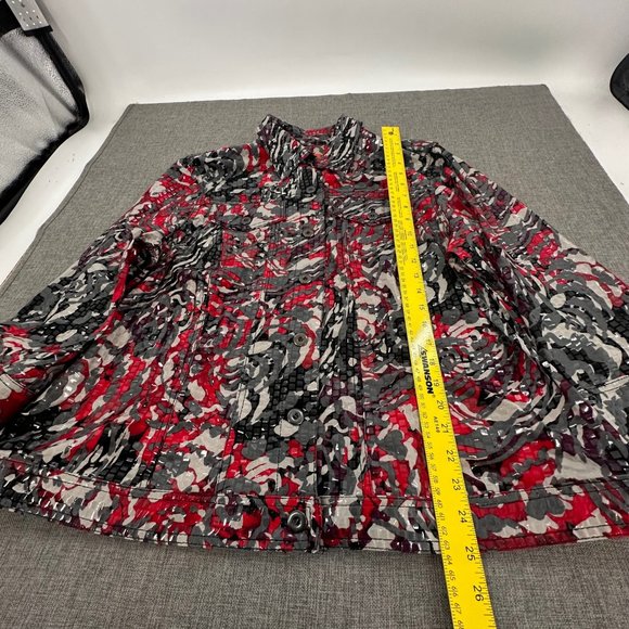 Hearts of Palm Woman Jacket Plus 18W Shiny Retro Stretch Collared Buttons - Picture 9 of 15